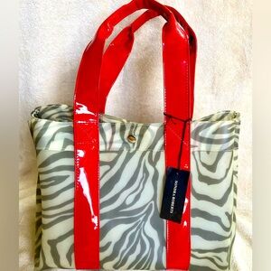 Vintage Sondra Roberts Frosted Vinyl Zebra Tote